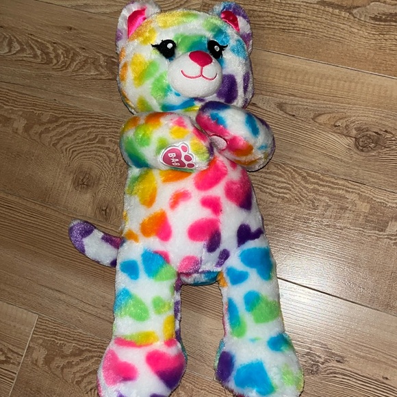 18” build a bear hearts Rainbow color CAT long tail plush stuffed animal B.A.B - Picture 1 of 3